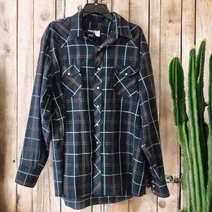 Vintage Wrangler Plaid Shirt Lightweight Summer Pearl Snap Western Big/Tall /2XL